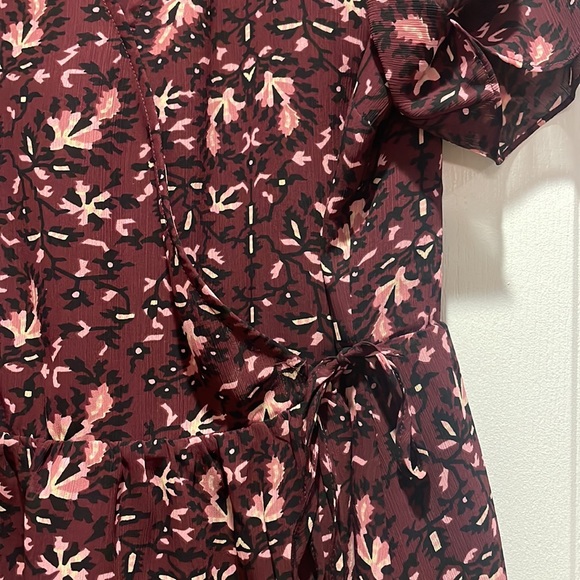 Madewell Maroon/Plum Wrap Top with Flutter Sleeves - Picture 4 of 4